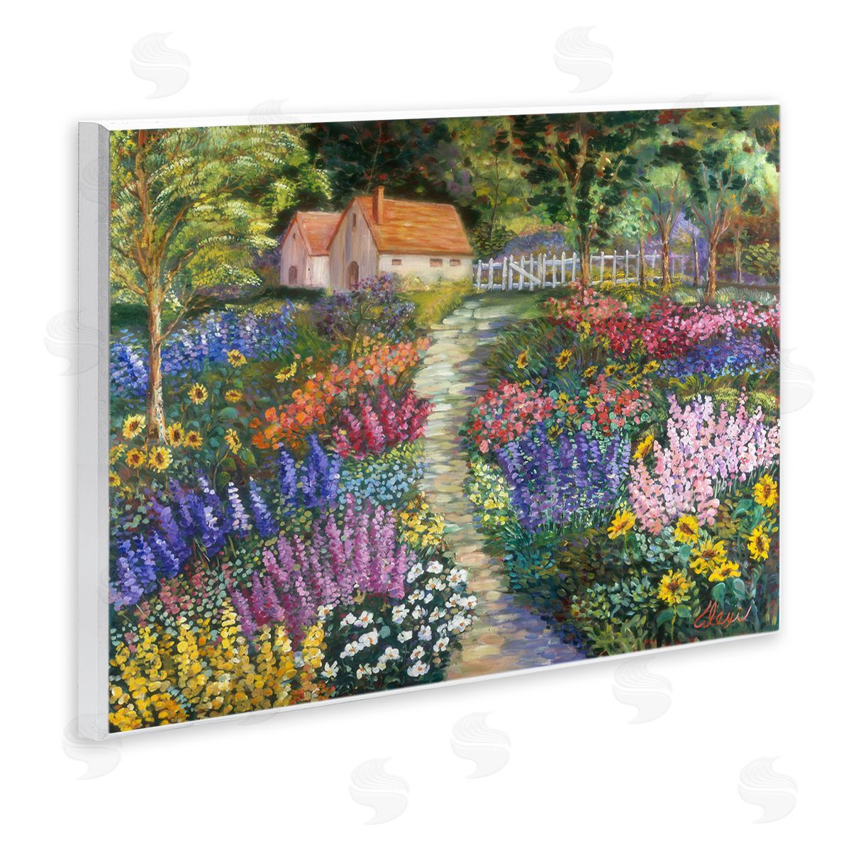 Floral Cottage Gardens Wood Plaque Wall Art, Home Decor by Alexi Fine