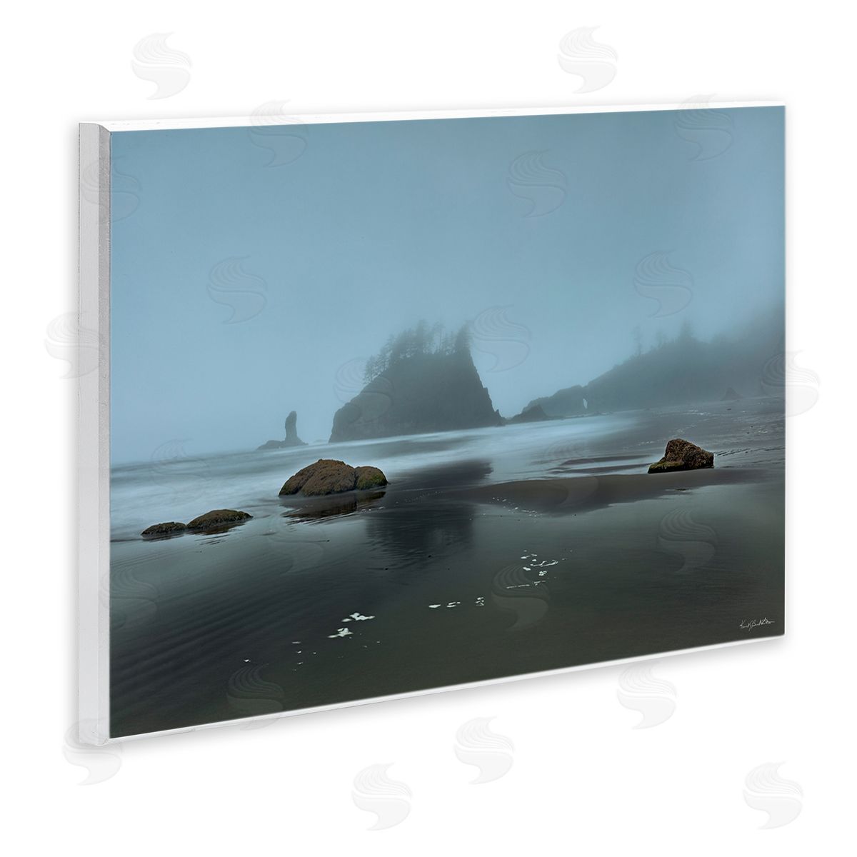 Kent Burkhardsmeier Foggy Shore Landscape Wall Plaque Artside_
