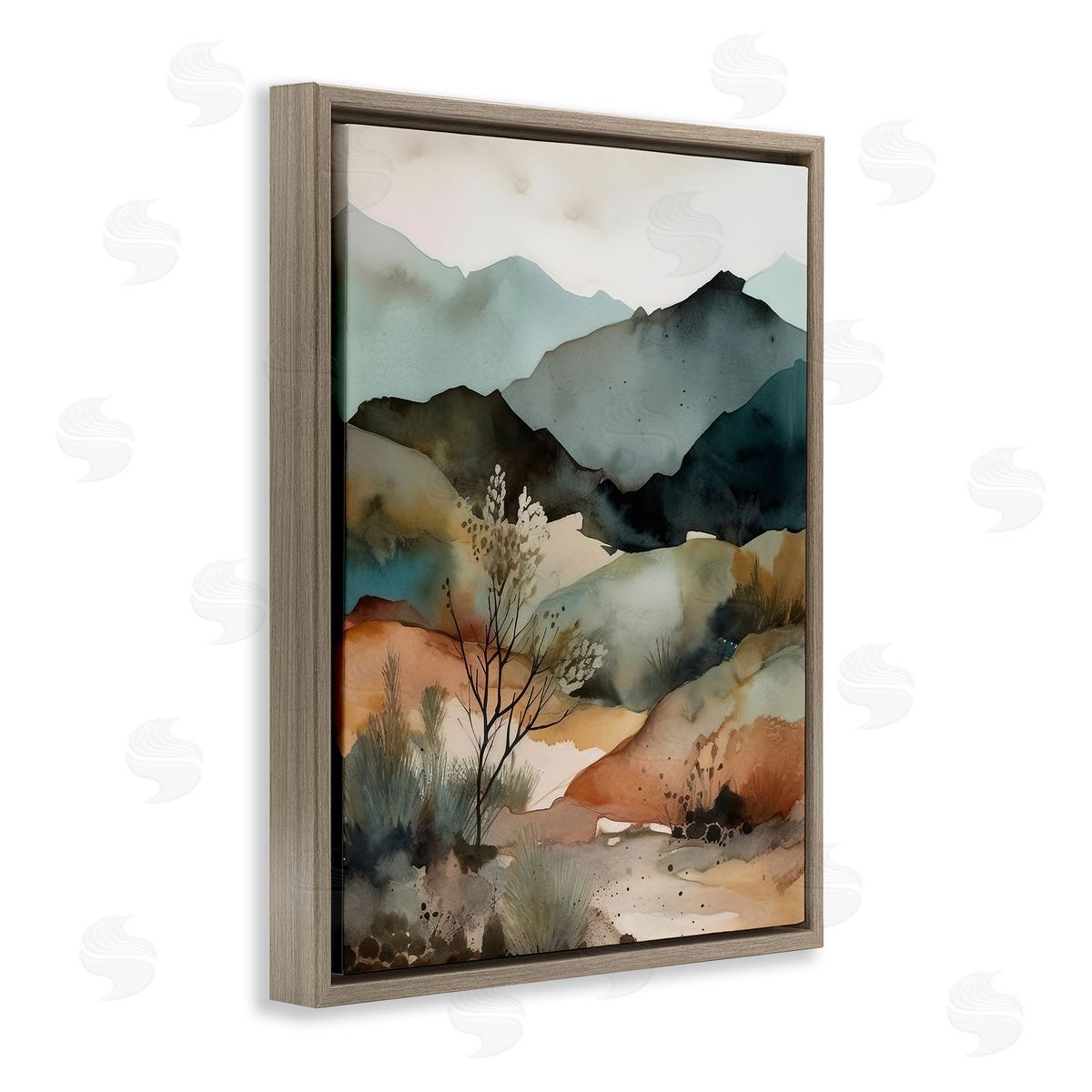 Andrea Haase Mountains Mood Abstract Brown Floater Frame Canvas Artside_