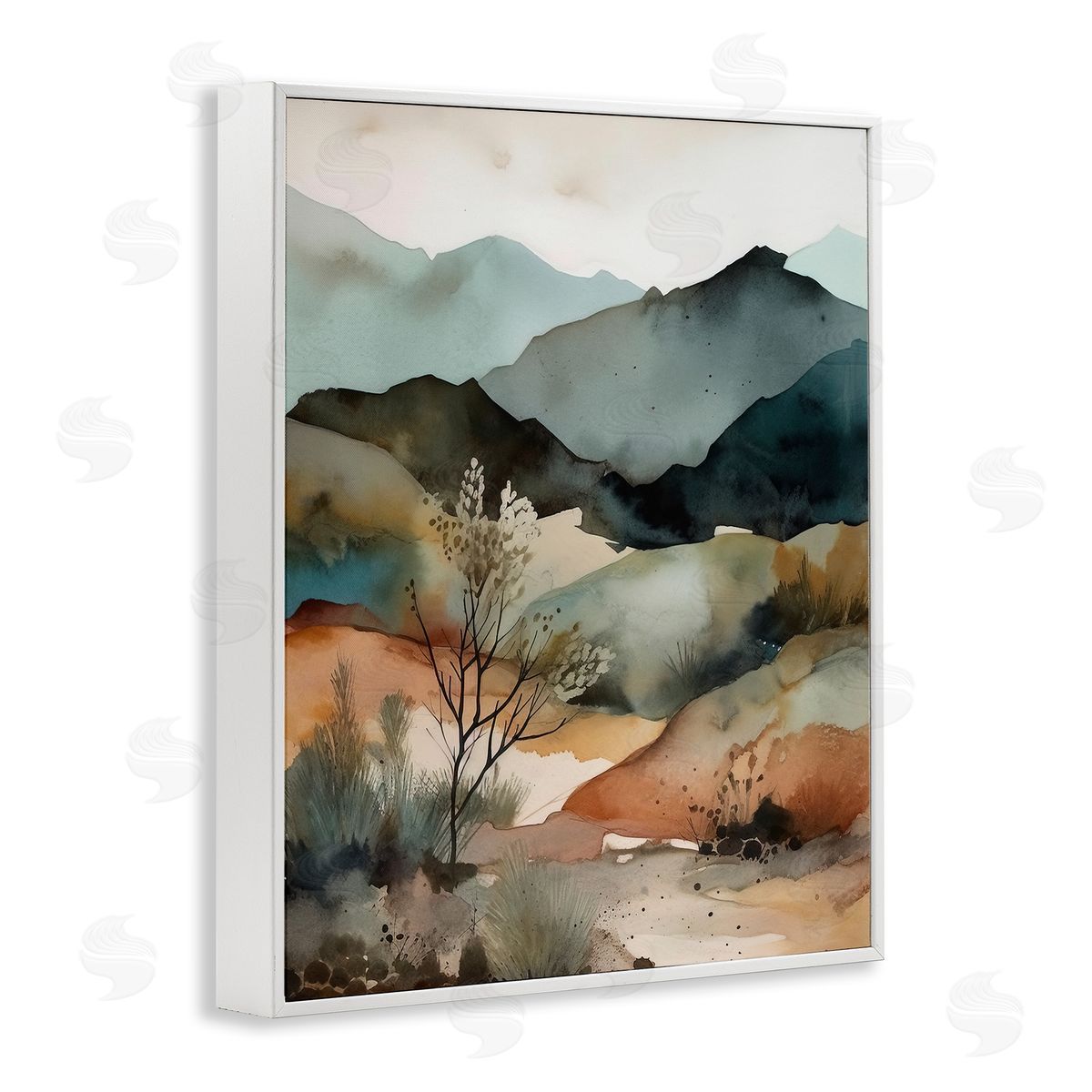 Andrea Haase Mountains Mood Abstract White Framed Giclee Wall Artside_