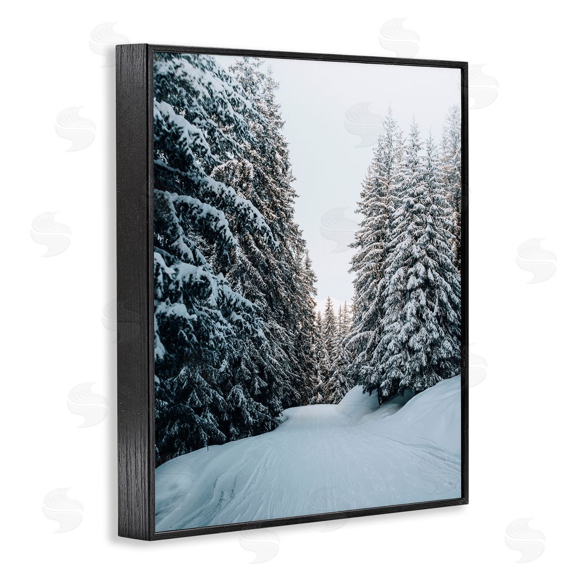 Incado Snowy Ski Slopes Black Framed Giclee Wall Artside_