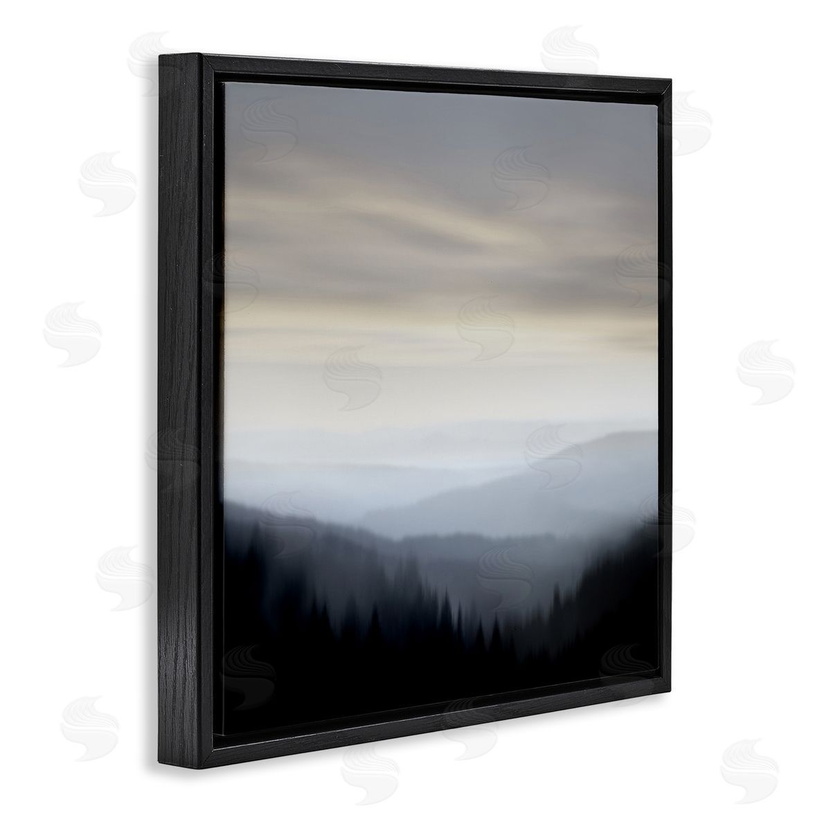 Madeline Clark Grey Mountain Range Black Floater Frame Canvas Artside_