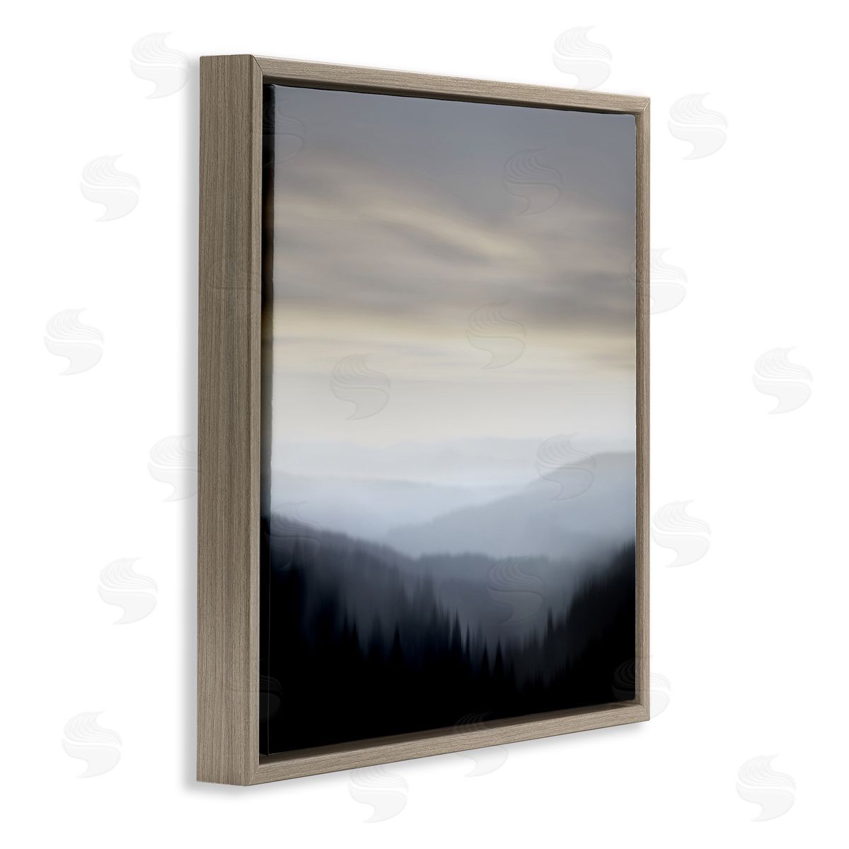 Madeline Clark Grey Mountain Range Brown Floater Frame Canvas Artside_