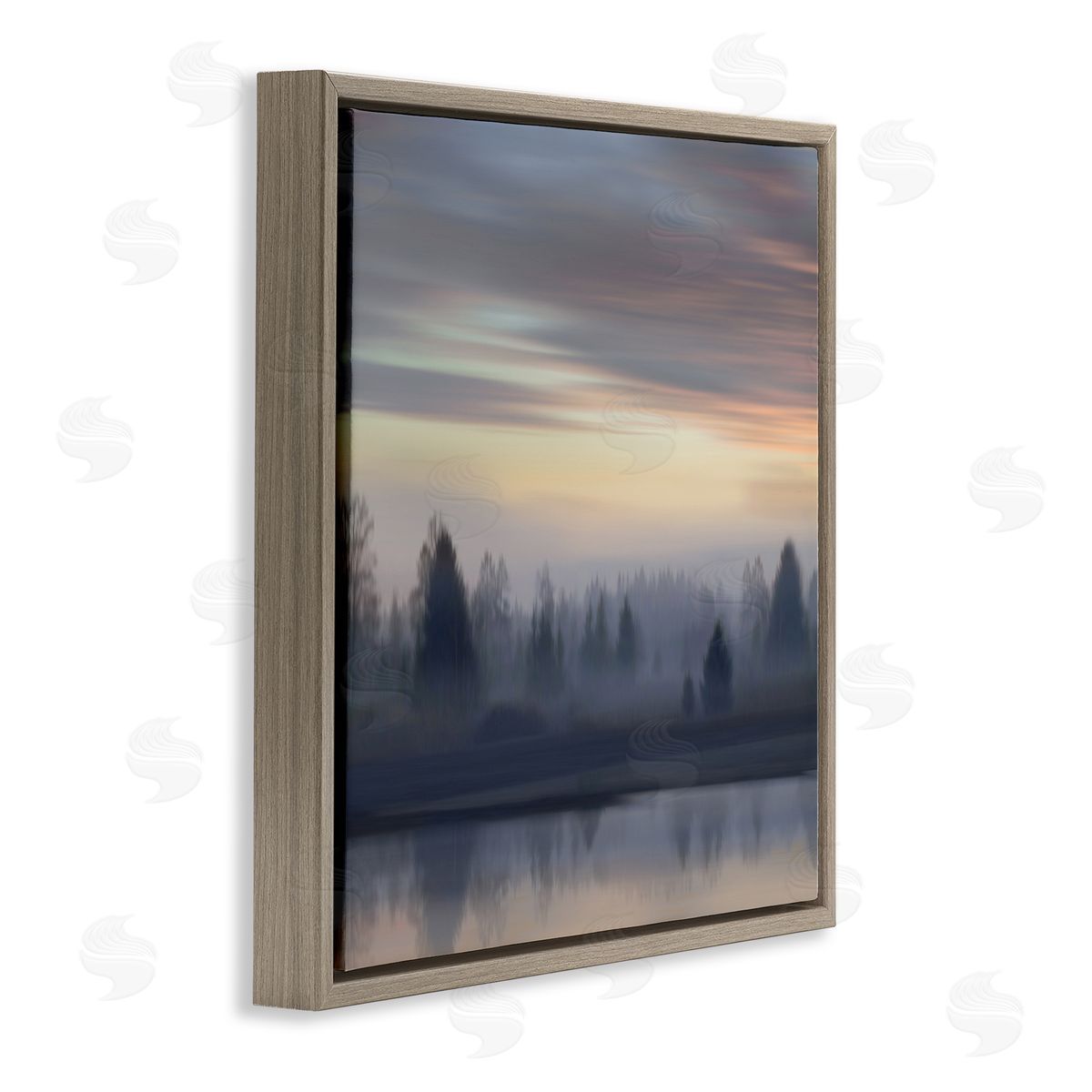 Madeline Clark Woodland Lake Sunset Brown Floater Frame Canvas Artside_