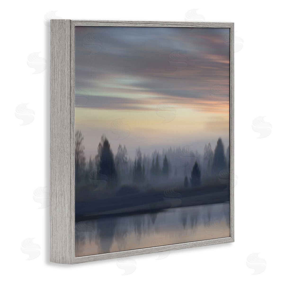 Madeline Clark Woodland Lake Sunset Gray Framed Giclee Wall Artside_