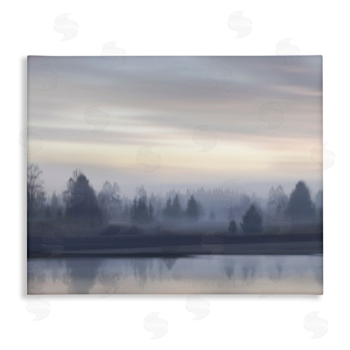 Madeline Clark Grey Woodland Lake Canvas Wall Art
