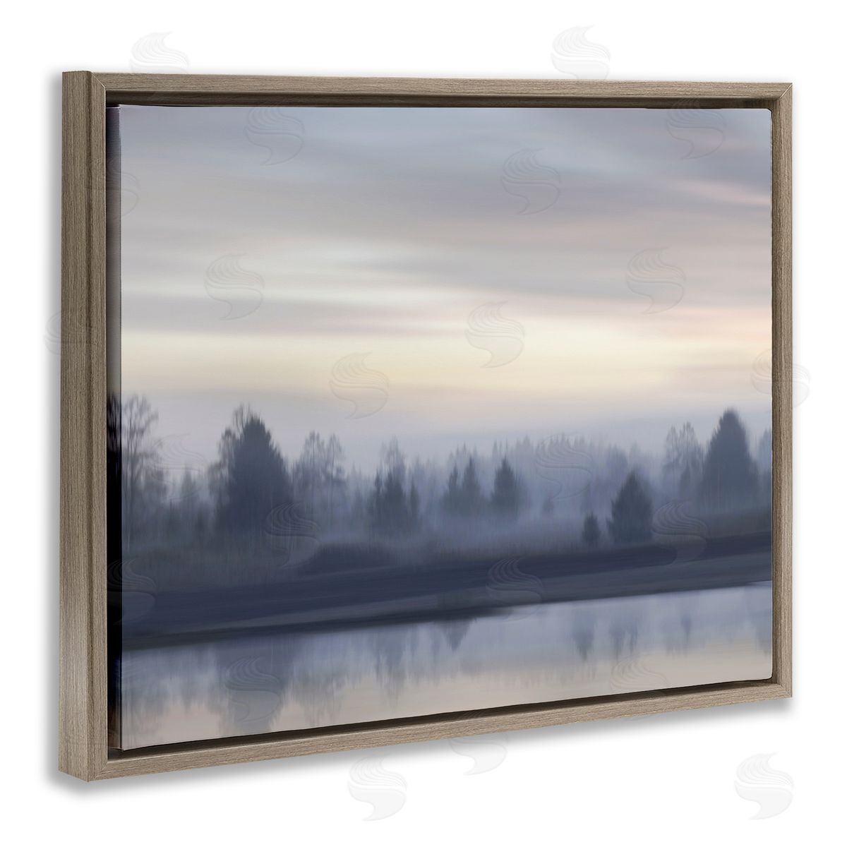 Madeline Clark Grey Woodland Lake Brown Floater Frame Canvas Artside_
