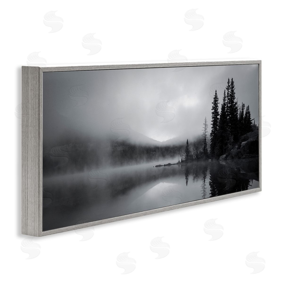 Daniel Sproul Misty Lake Photography Gray Framed Giclee Wall Artside_