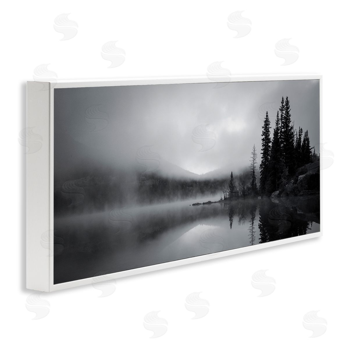 Daniel Sproul Misty Lake Photography White Framed Giclee Wall Artside_