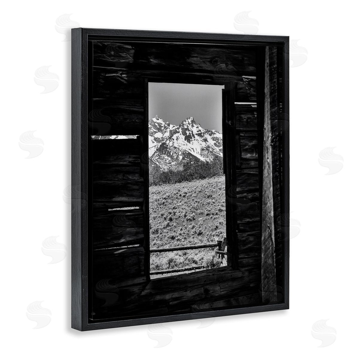 Daniel Sproul Mountain in Cabin Window Black Floater Frame Canvas Artside_