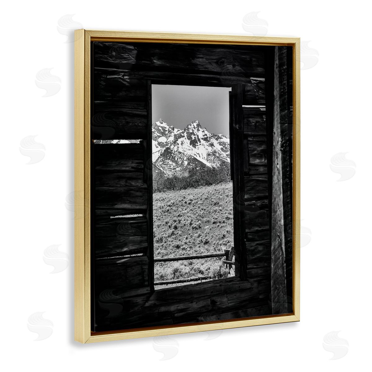 Daniel Sproul Mountain in Cabin Window Gold Floater Frame Canvas Artside_