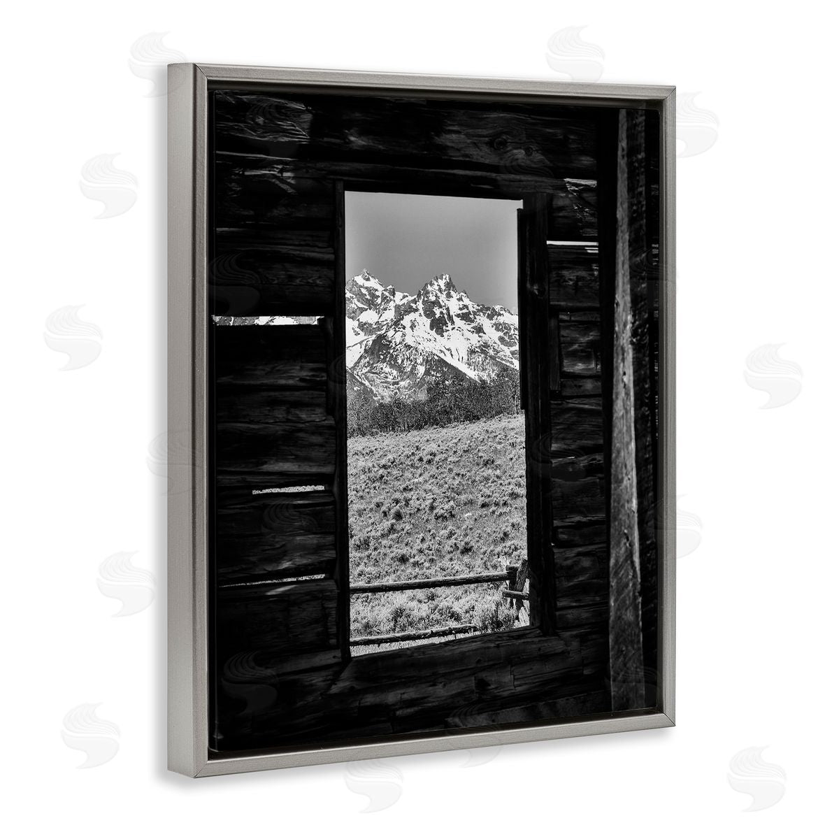 Daniel Sproul Mountain in Cabin Window Gray Floater Frame Canvas Artside_