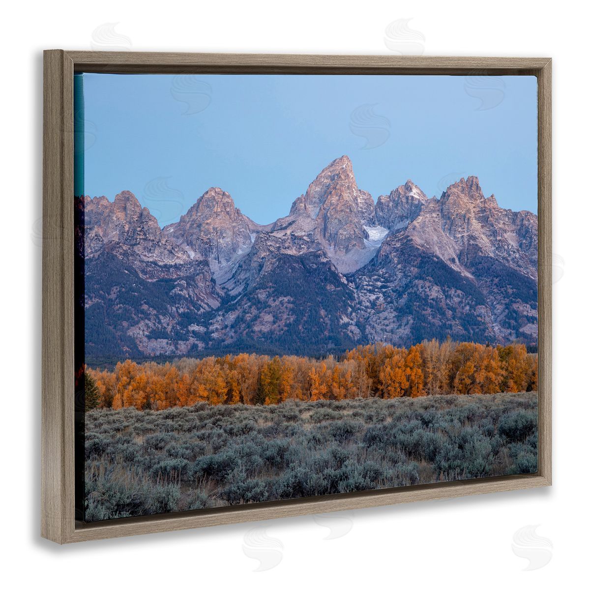 Daniel Sproul Mountain Peaks Scenery Brown Floater Frame Canvas Artside_