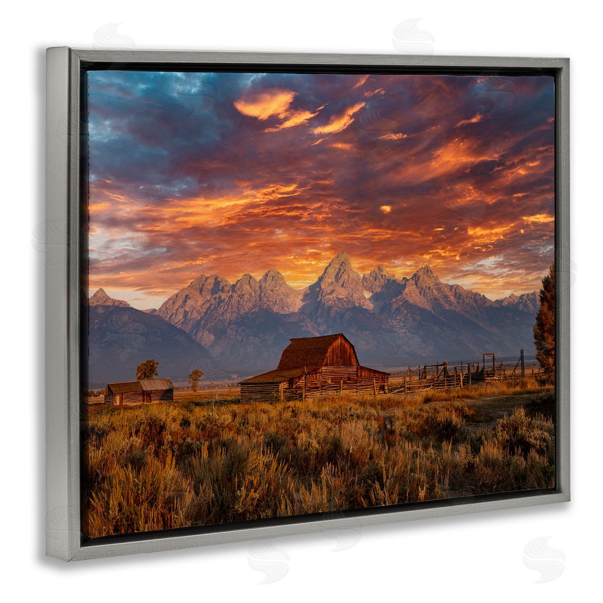 Daniel Sproul Mountain Cabin Sunset Gray Floater Frame Canvas Artside_