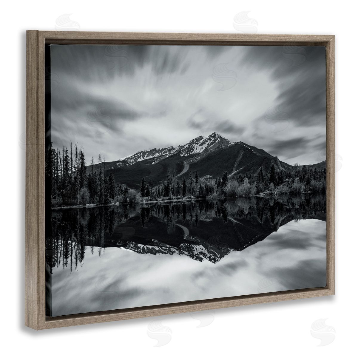 Daniel Sproul Mountain Peak Reflection Brown Floater Frame Canvas Artside_