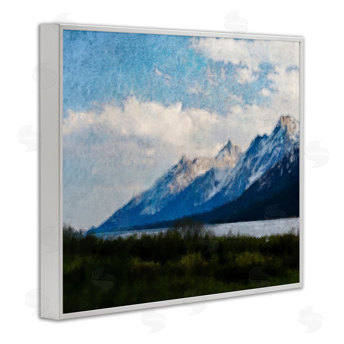 Daniel Sproul Mountain & River Landscape White Framed Giclee Wall Artside_