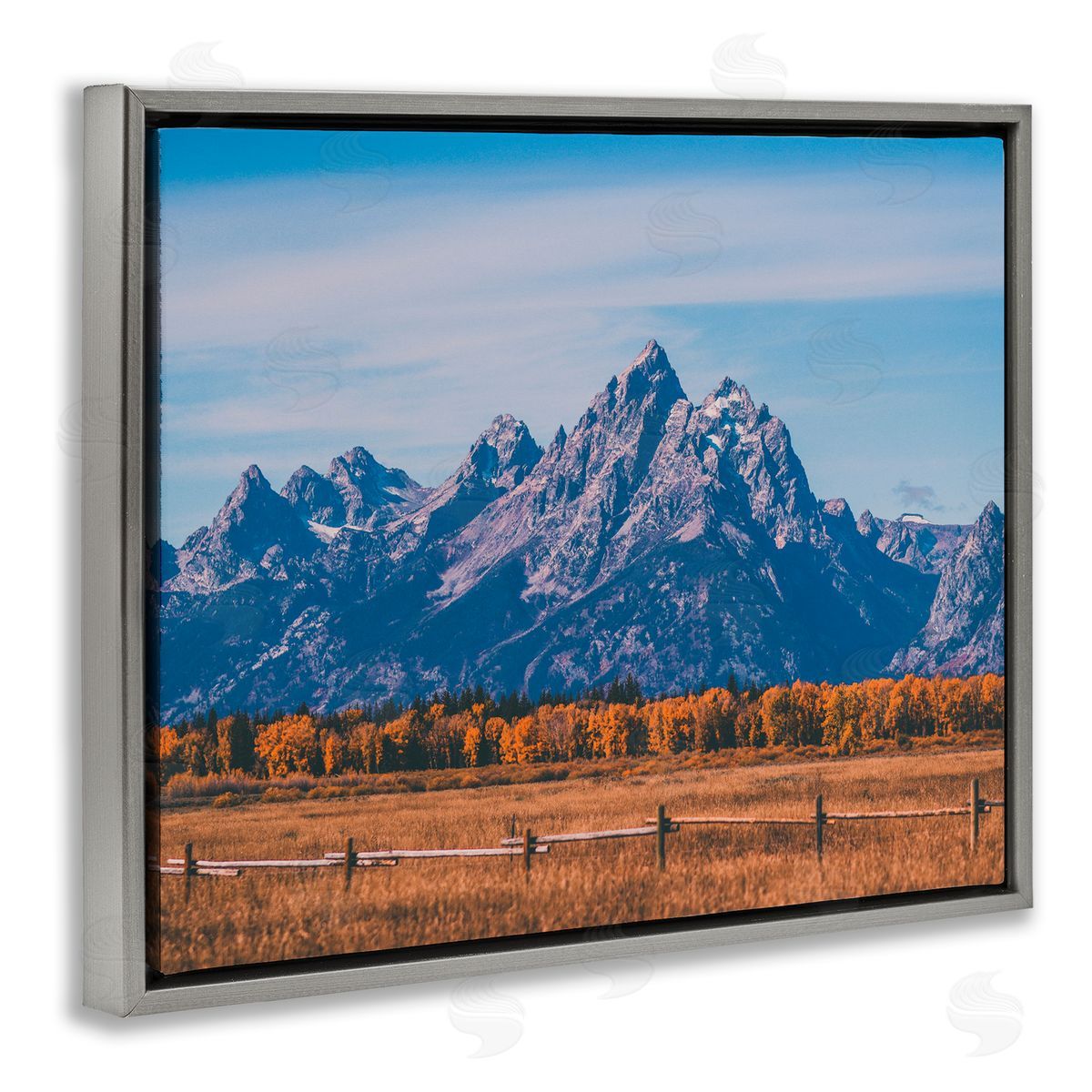 Daniel Sproul Countryside & Mountain Peaks Gray Floater Frame Canvas Artside_