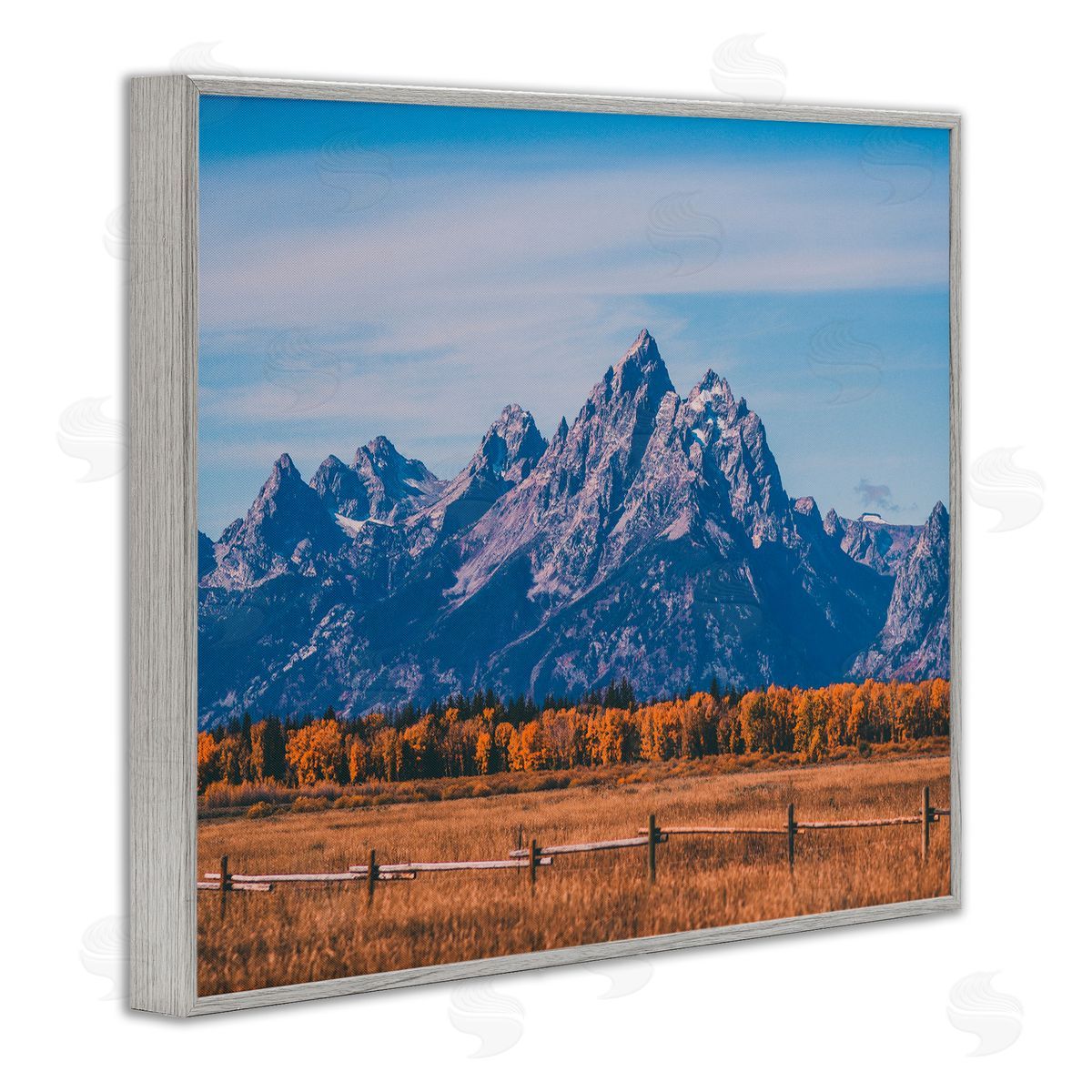 Daniel Sproul Countryside & Mountain Peaks Gray Framed Giclee Wall Artside_