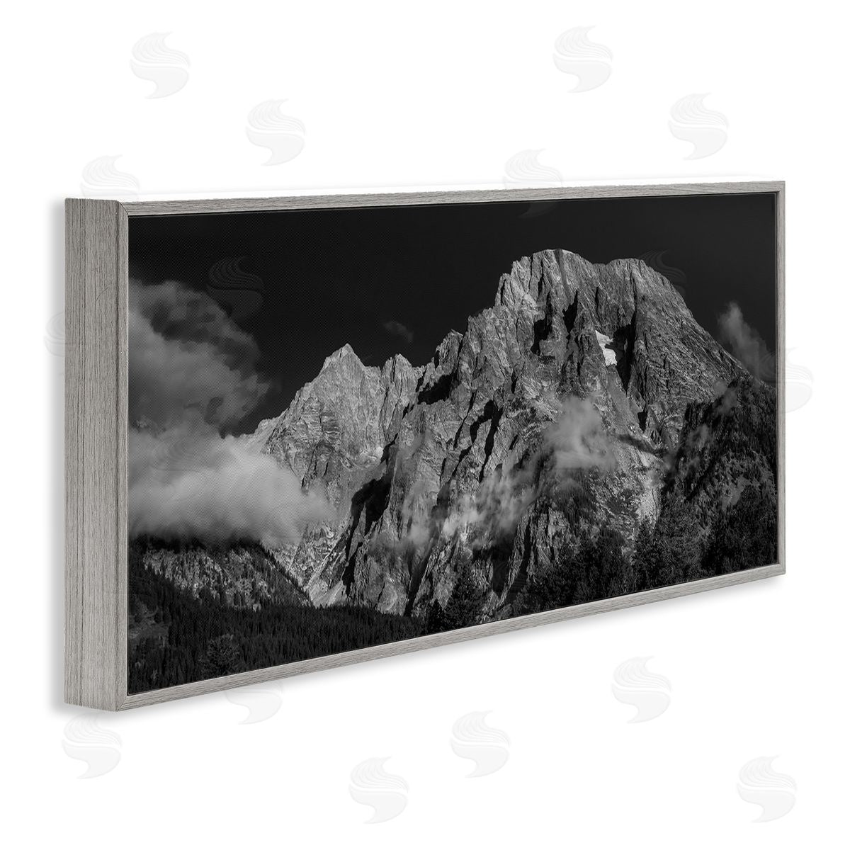 Daniel Sproul Dark Mountain Range Gray Framed Giclee Wall Artside_