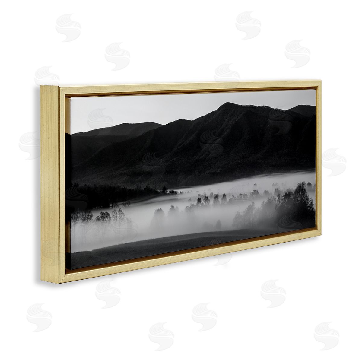 Daniel Sproul Foggy Woodland Nature Gold Floater Frame Canvas Artside_