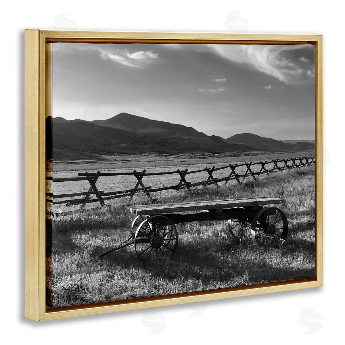 Steve Toole Country Wagon Scenery Gold Floater Frame Canvas Artside_