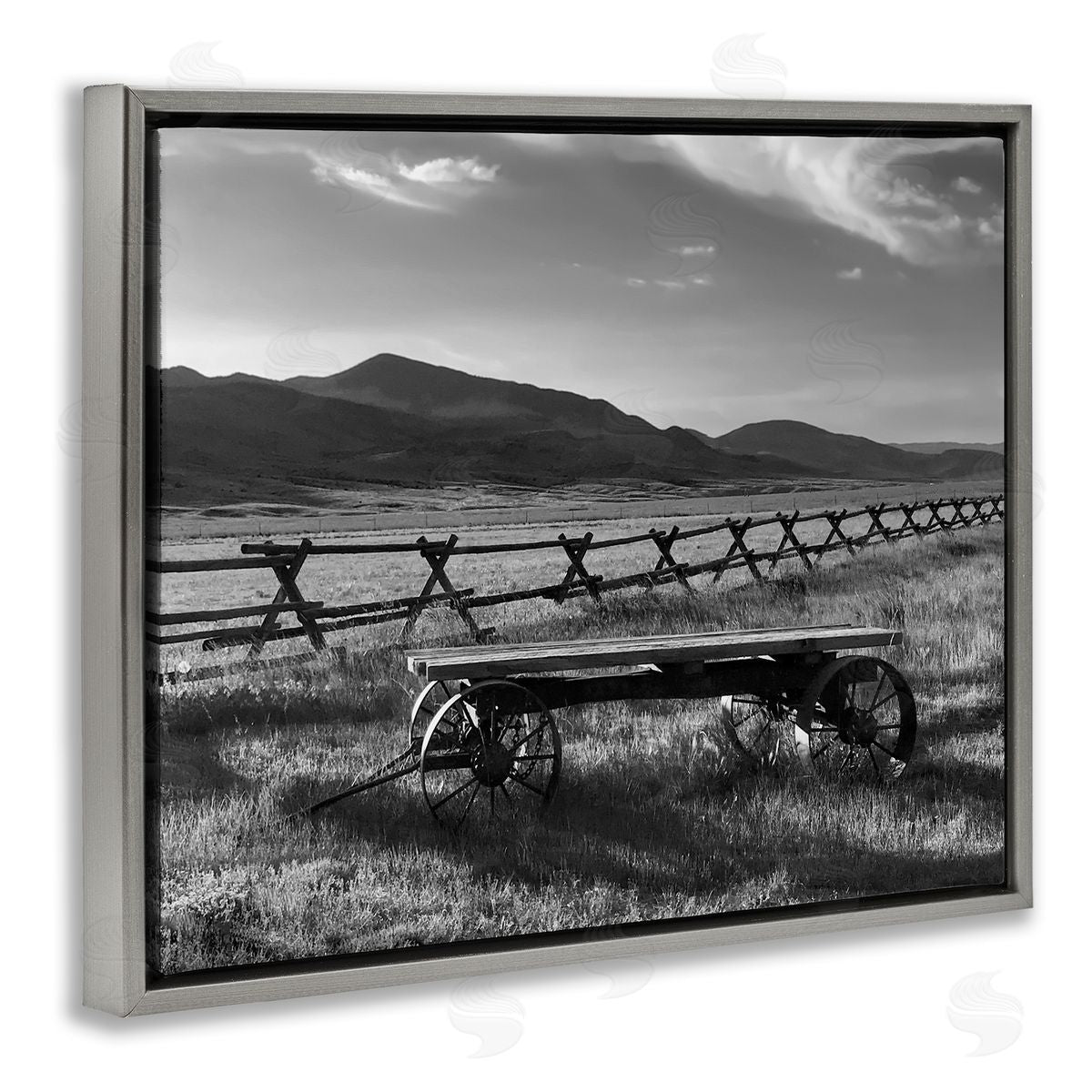 Steve Toole Country Wagon Scenery Gray Floater Frame Canvas Artside_