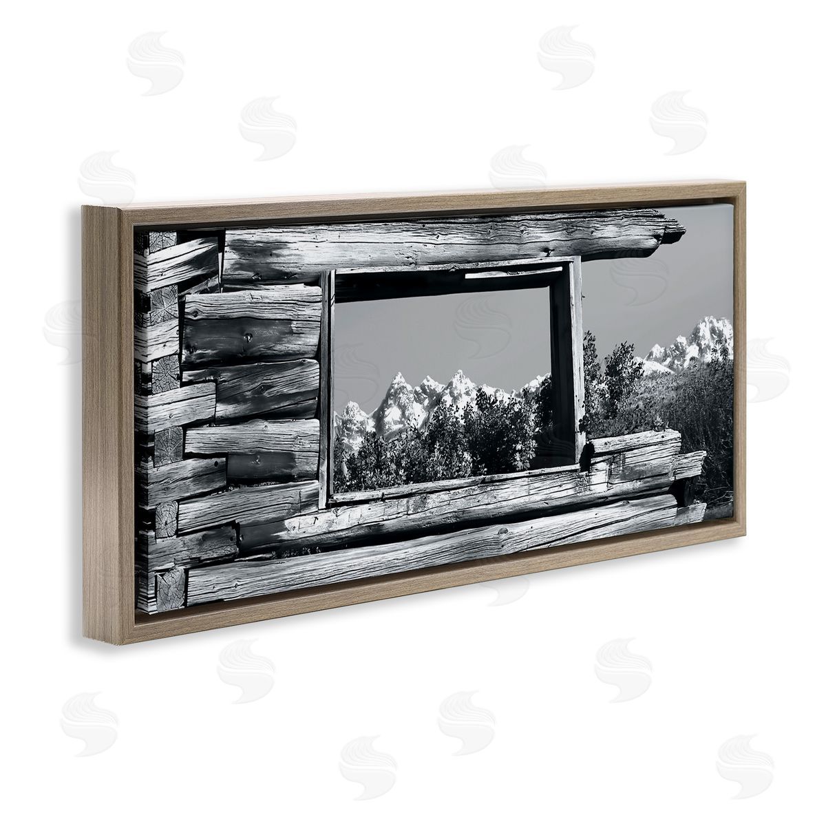 Steve Toole Rustic Cabin Window Brown Floater Frame Canvas Artside_
