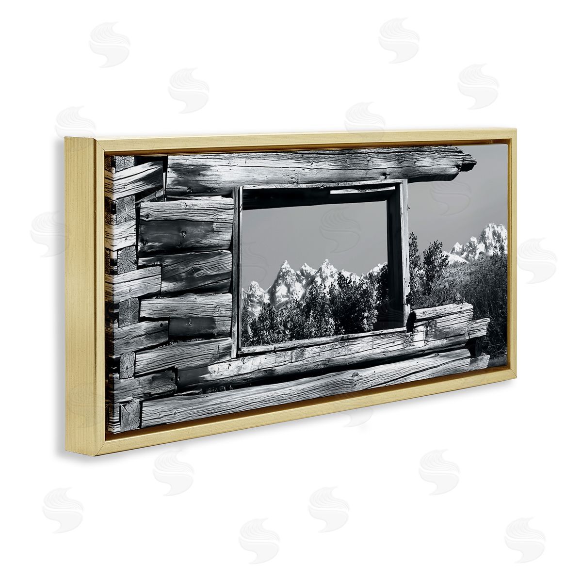 Steve Toole Rustic Cabin Window Gold Floater Frame Canvas Artside_