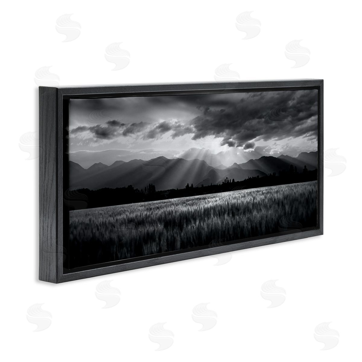 Steve Toole Sun Rays Field Landscape Black Floater Frame Canvas Artside_