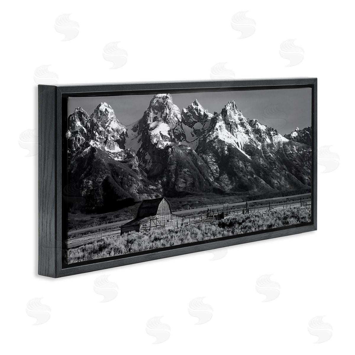 Steve Toole Rural Mountain Farm Black Floater Frame Canvas Artside_
