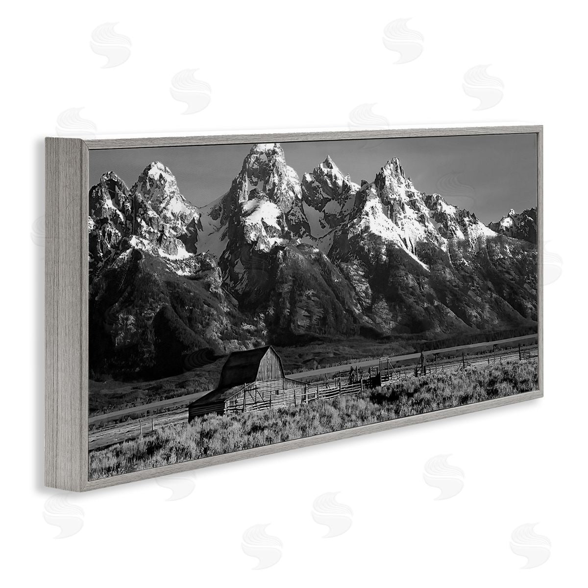 Steve Toole Rural Mountain Farm Gray Framed Giclee Wall Artside_