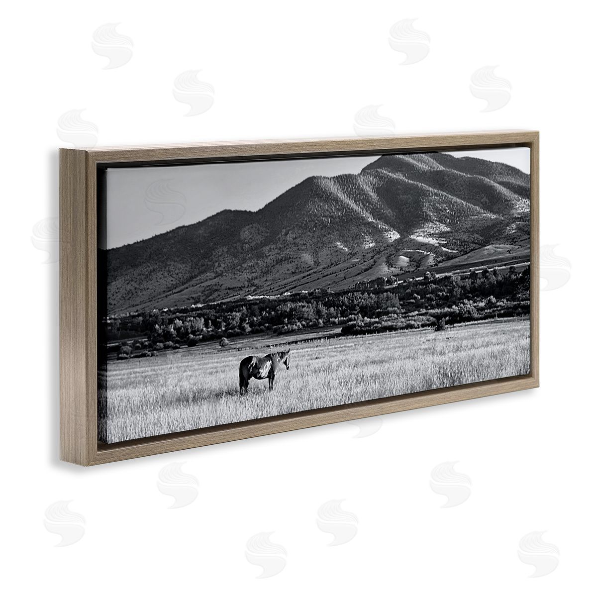 Steve Toole Horse in Mountains Brown Floater Frame Canvas Artside_
