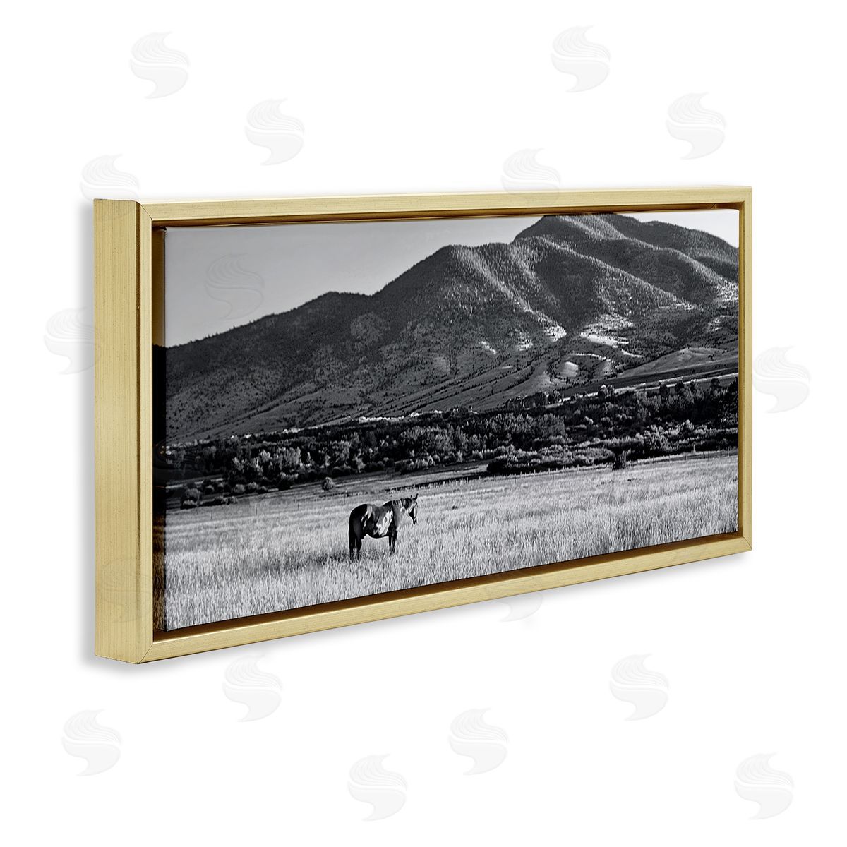 Steve Toole Horse in Mountains Gold Floater Frame Canvas Artside_