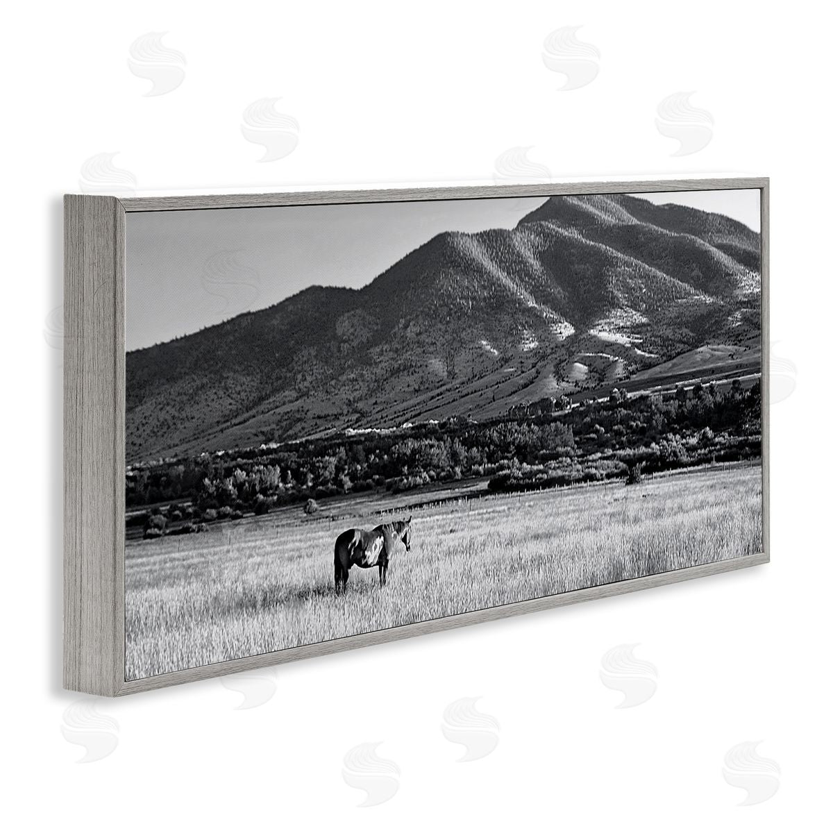 Steve Toole Horse in Mountains Gray Framed Giclee Wall Artside_