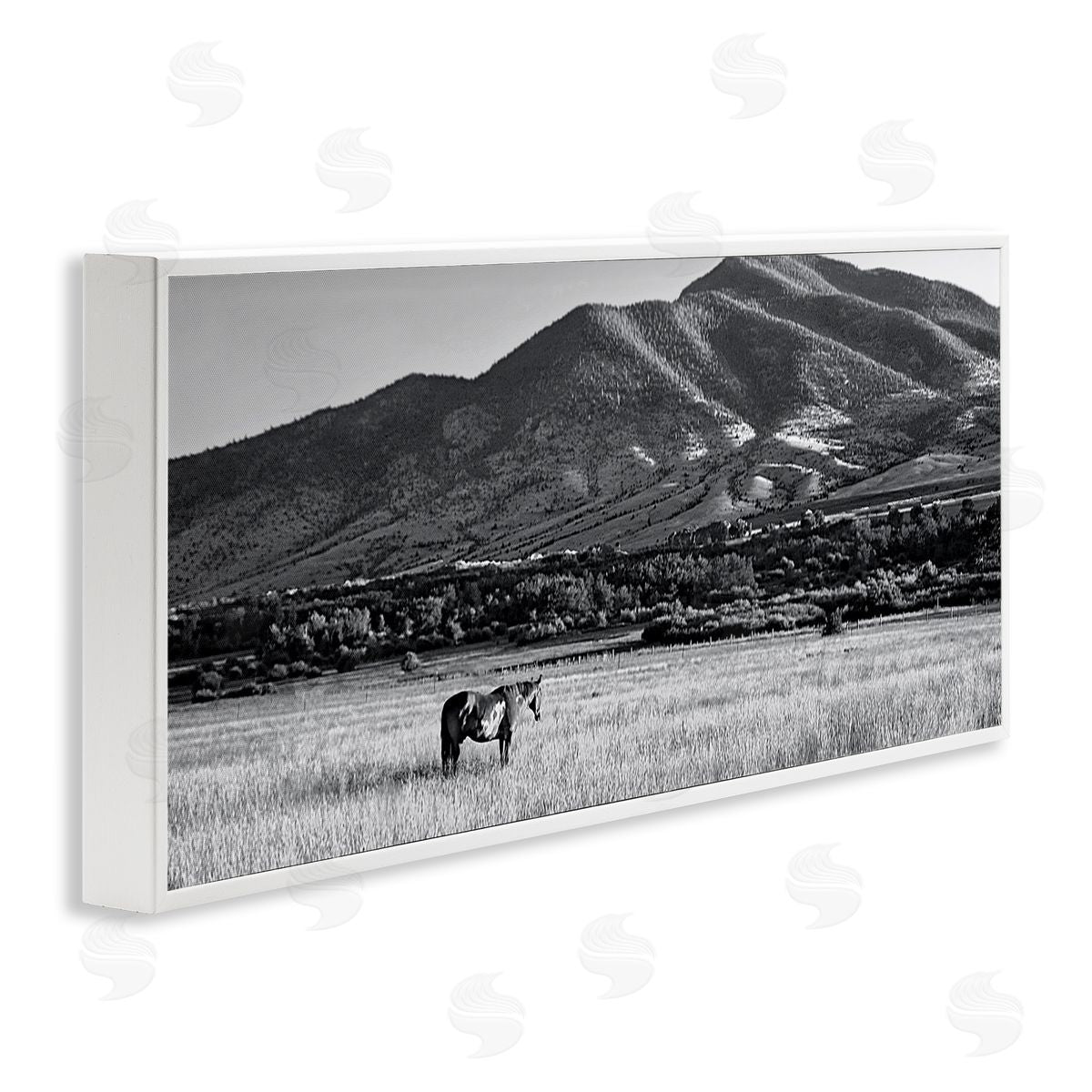 Steve Toole Horse in Mountains White Framed Giclee Wall Artside_