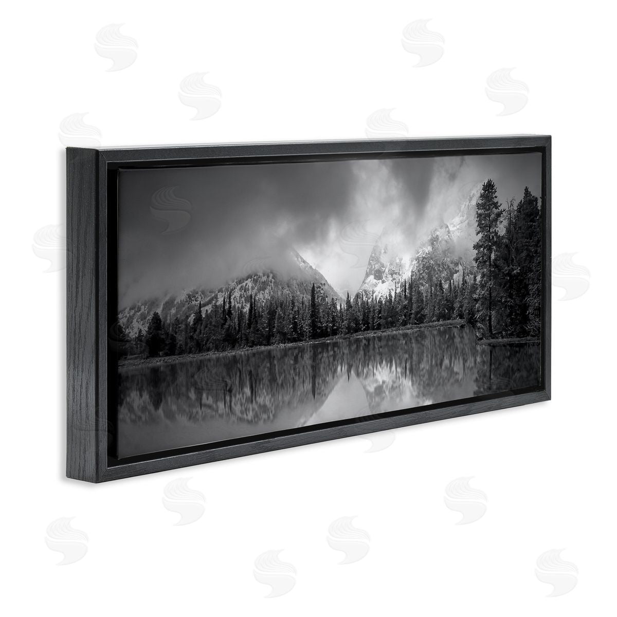 Steve Toole Grey Lake Landscape Black Floater Frame Canvas Artside_