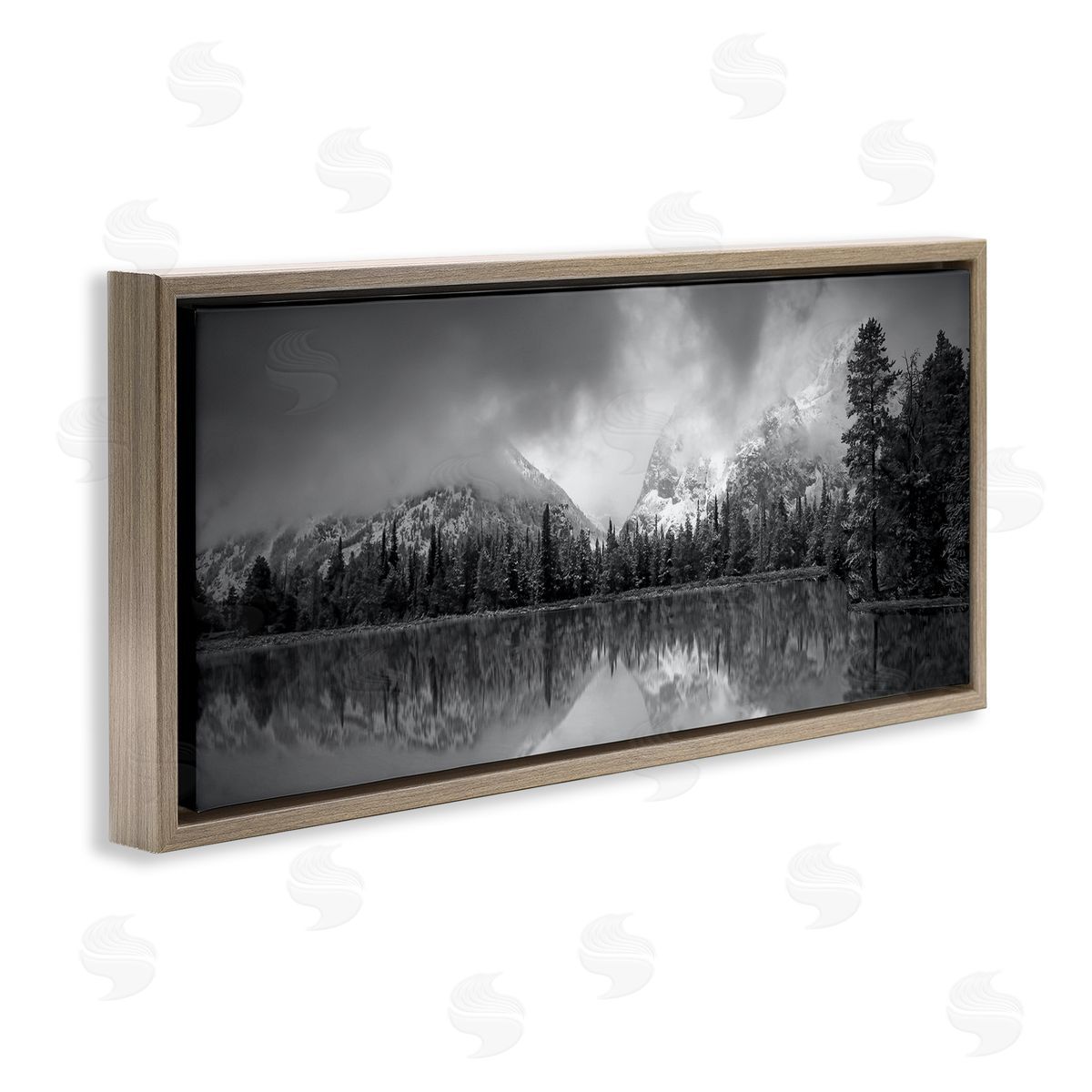 Steve Toole Grey Lake Landscape Brown Floater Frame Canvas Artside_