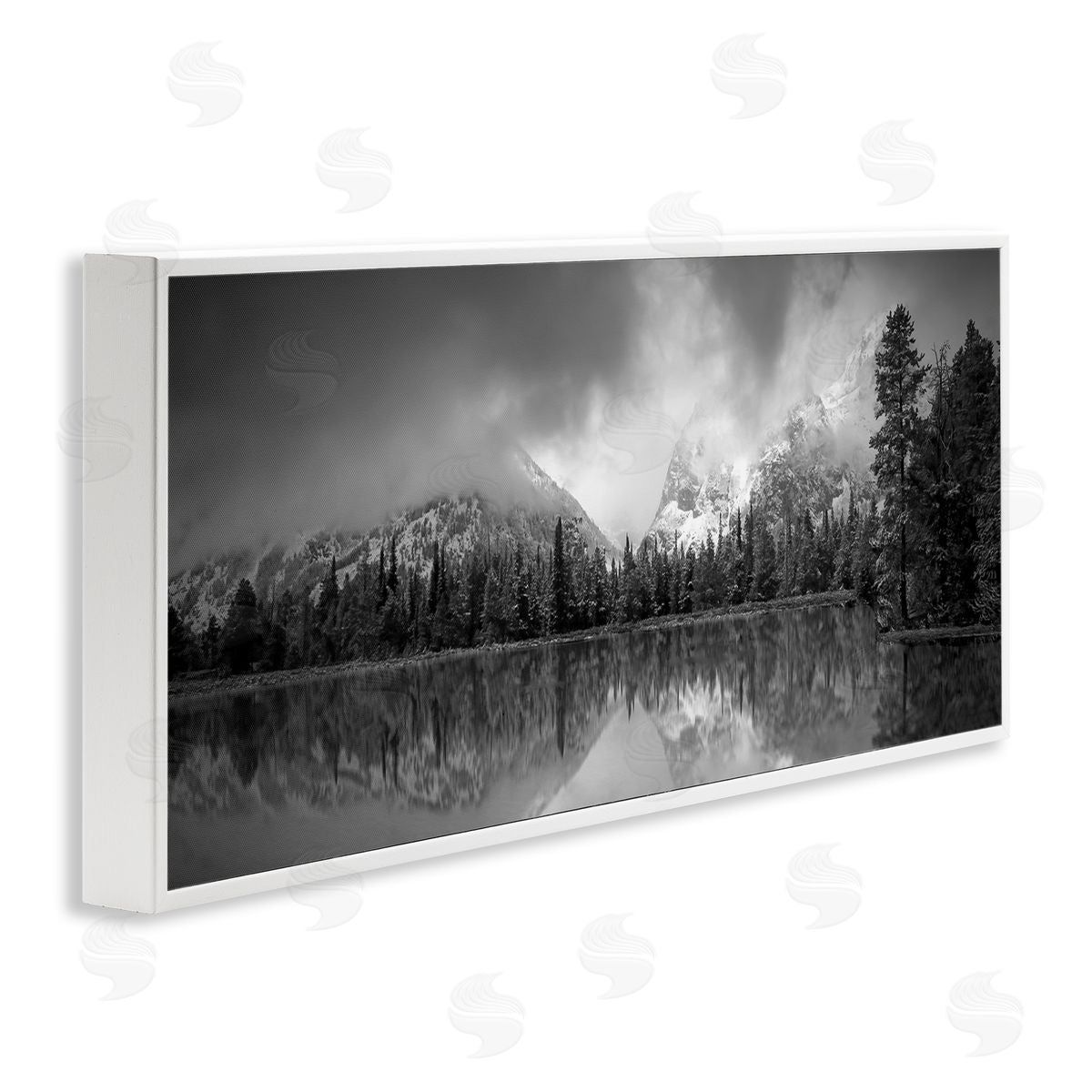 Steve Toole Grey Lake Landscape White Framed Giclee Wall Artside_