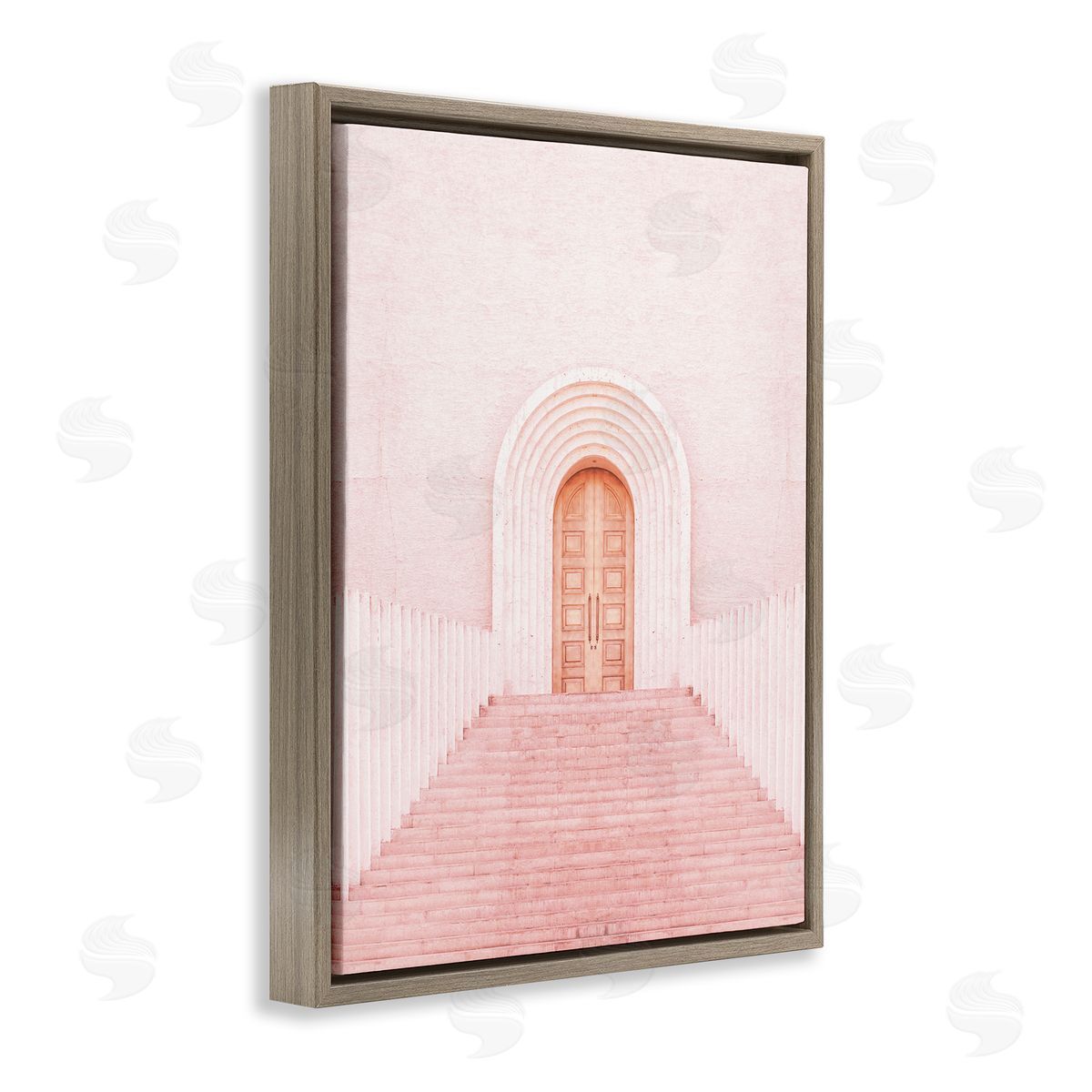 Incado Pink Door Architecture Brown Floater Frame Canvas Artside_