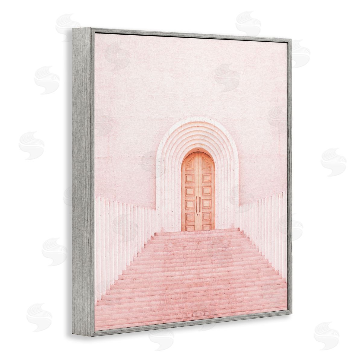 Incado Pink Door Architecture Gray Framed Giclee Wall Artside_