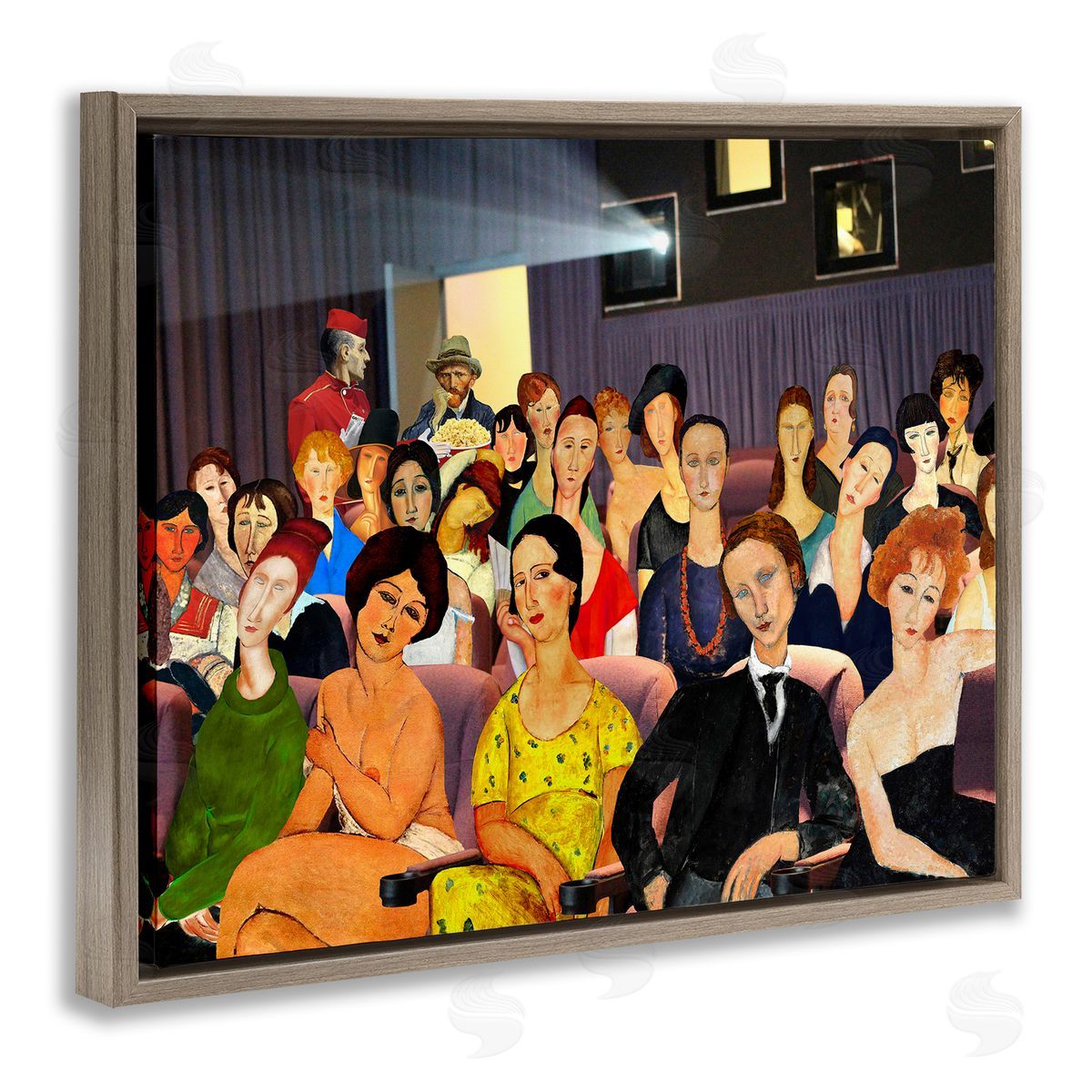 Barry Kite Vintage Theater Collage Brown Floater Frame Canvas Artside_
