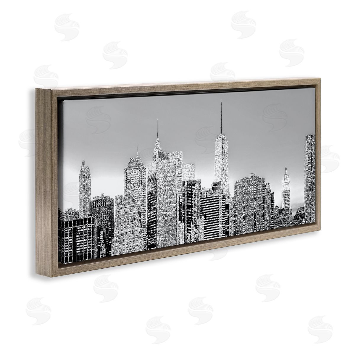Kim Allen New York Skyline Brown Floater Frame Canvas Artside_