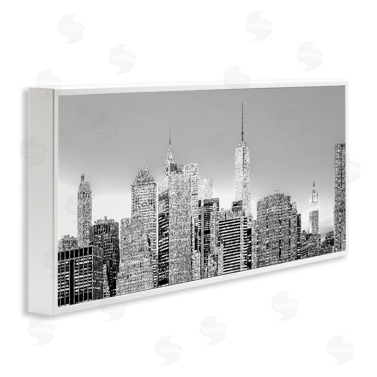 Kim Allen New York Skyline White Framed Giclee Wall Artside_