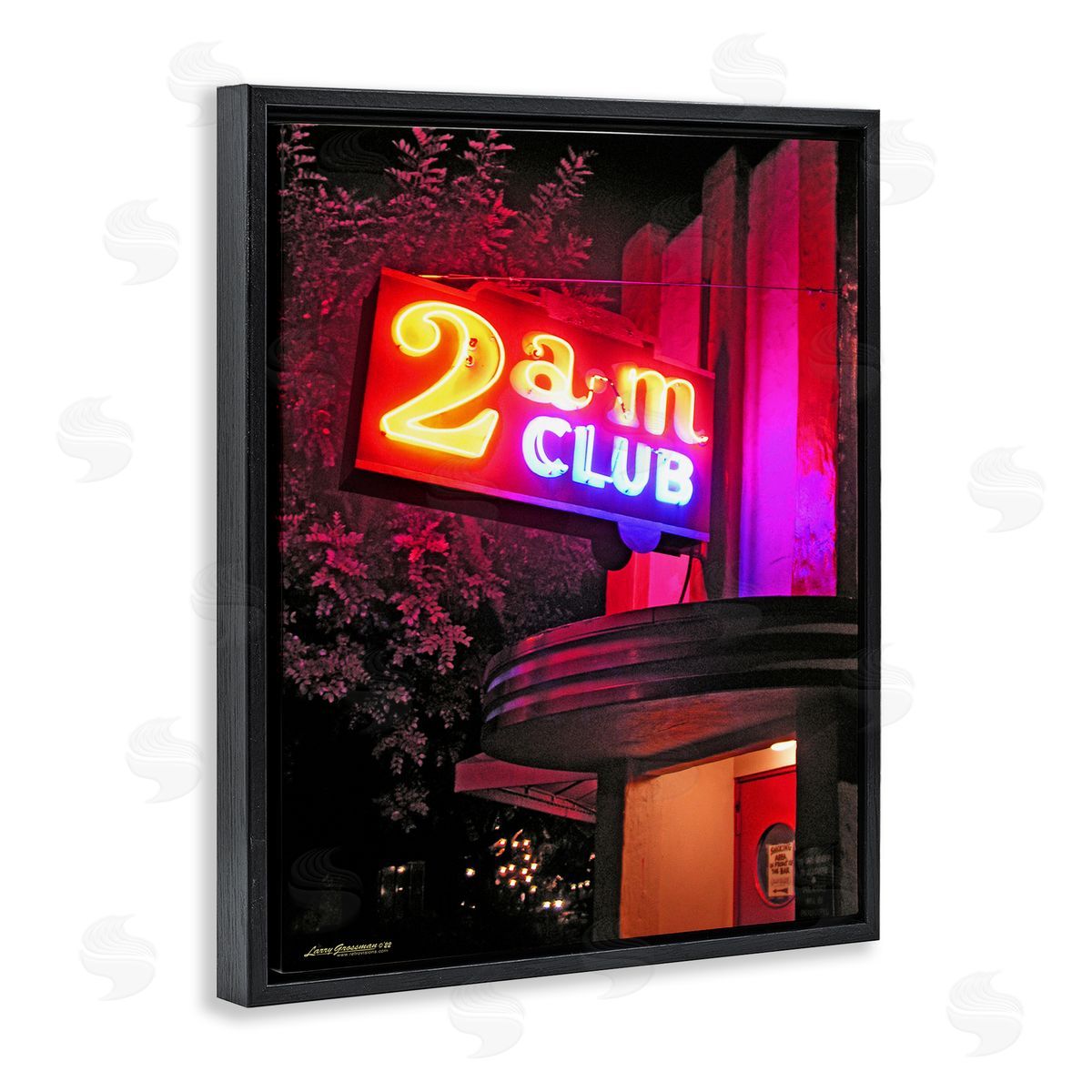 Larry Grossman Urban 2am Club Sign Black Floater Frame Canvas Artside_