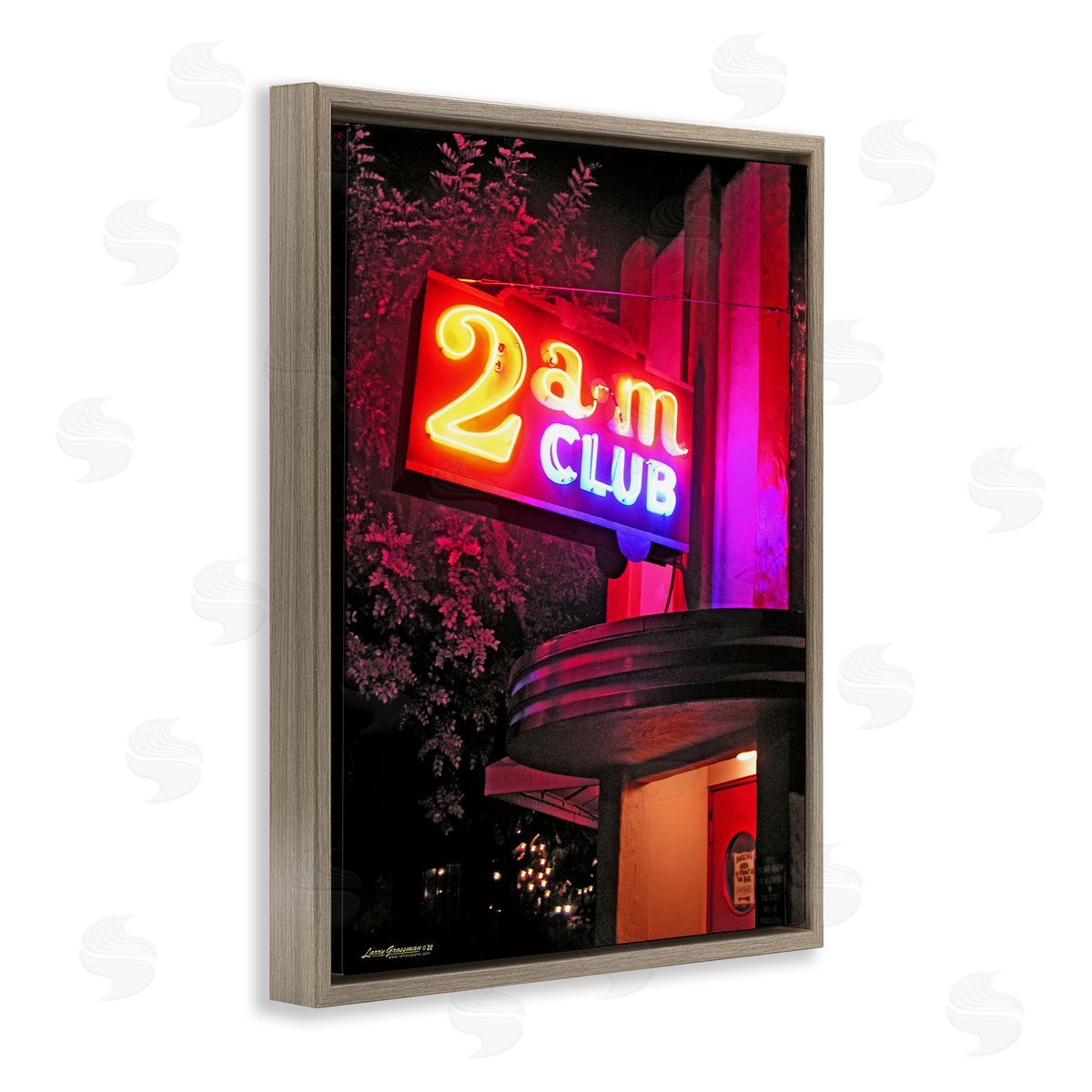 Larry Grossman Urban 2am Club Sign Brown Floater Frame Canvas Artside_