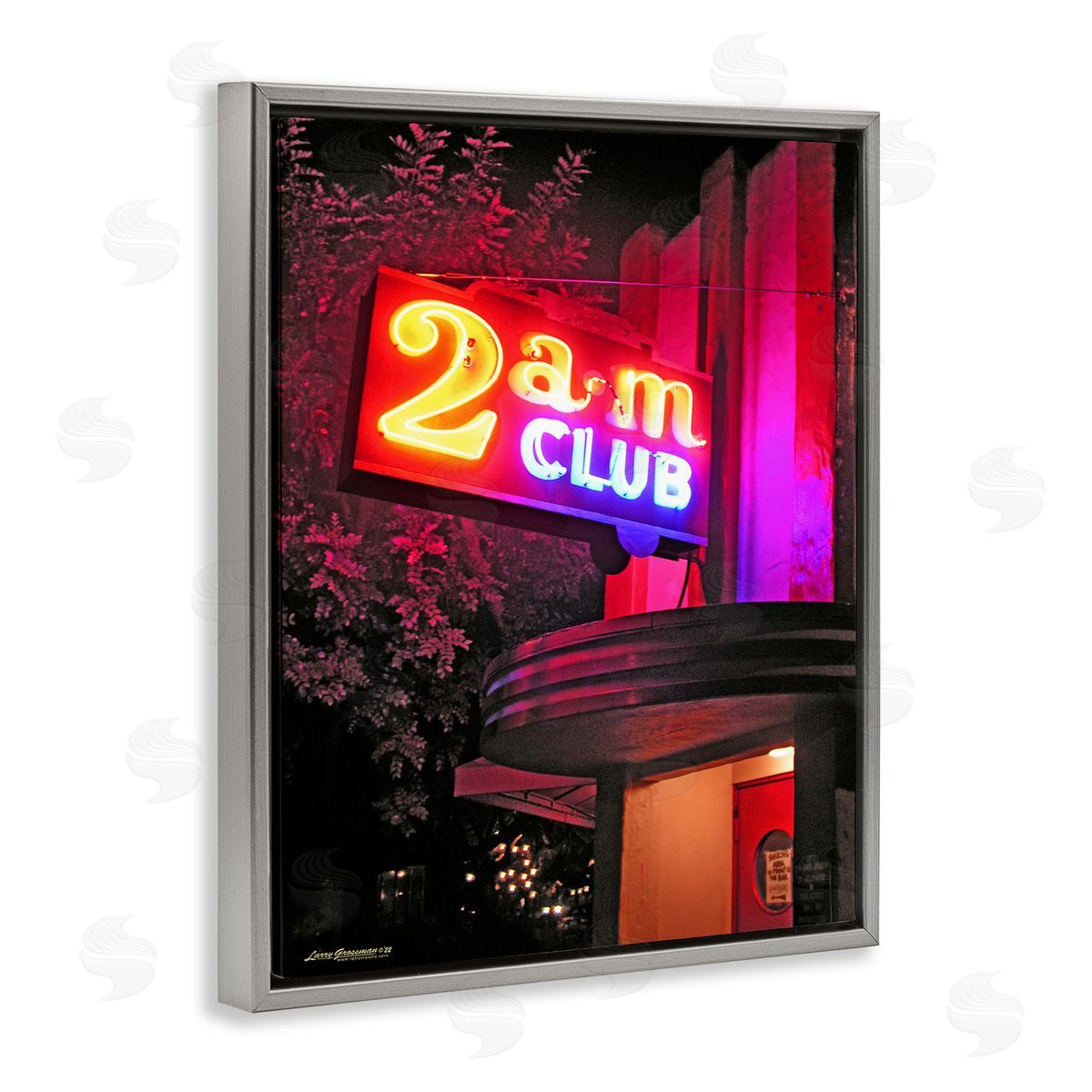 Larry Grossman Urban 2am Club Sign Gray Floater Frame Canvas Artside_