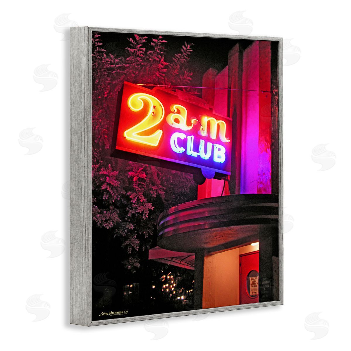 Larry Grossman Urban 2am Club Sign Gray Framed Giclee Wall Artside_