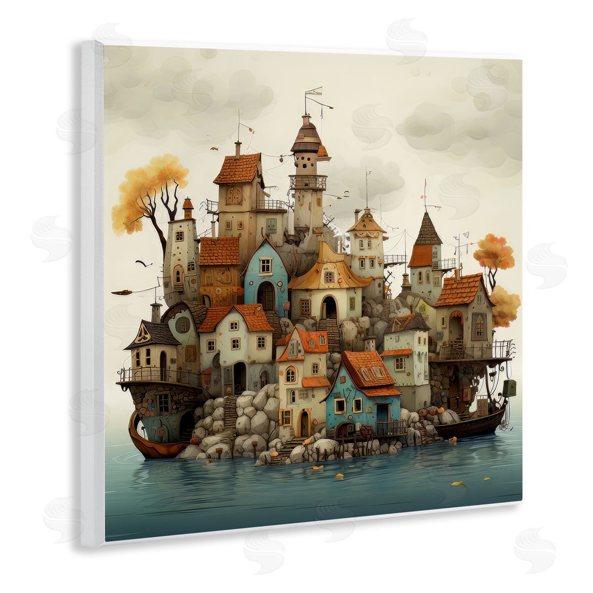 Irena Orlov Rustic Village on Water Wall Plaque Artside_