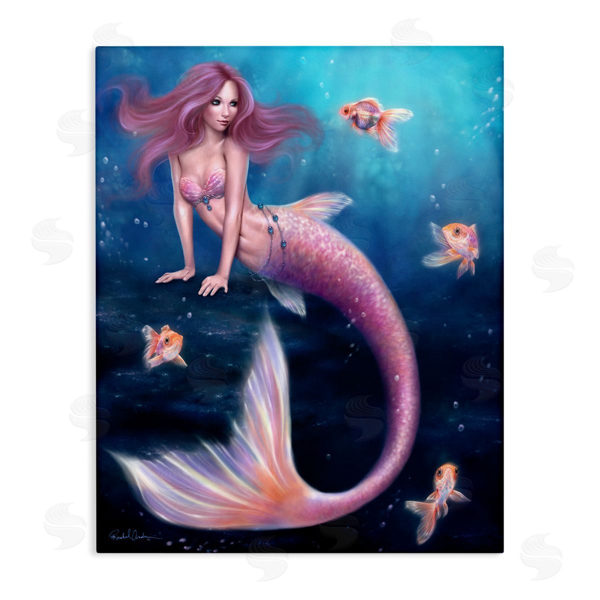 Rachel Anderson Aurelia Mermaid in Sea Canvas Wall Art