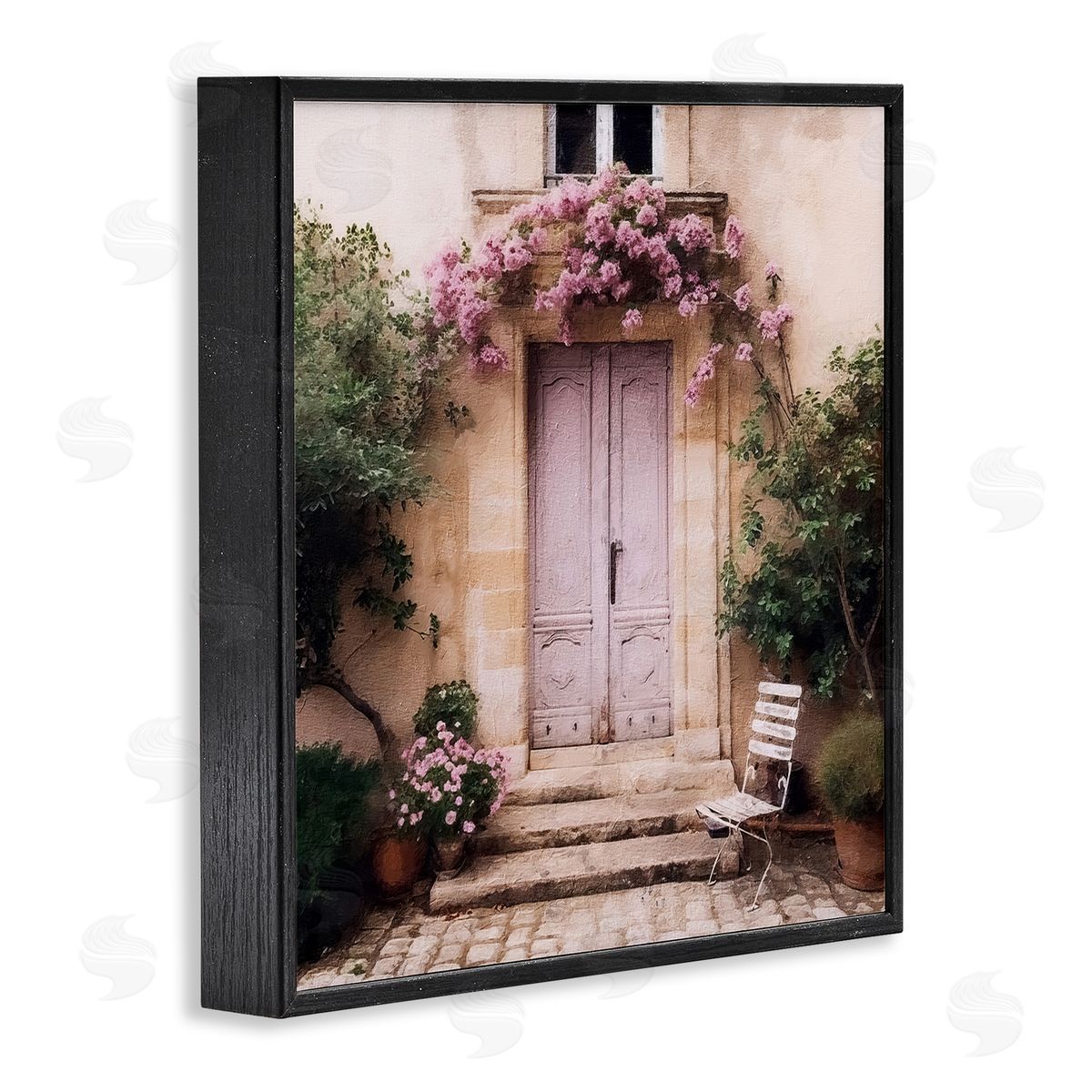 Riley B Floral French Doors Black Framed Giclee Wall Artside_